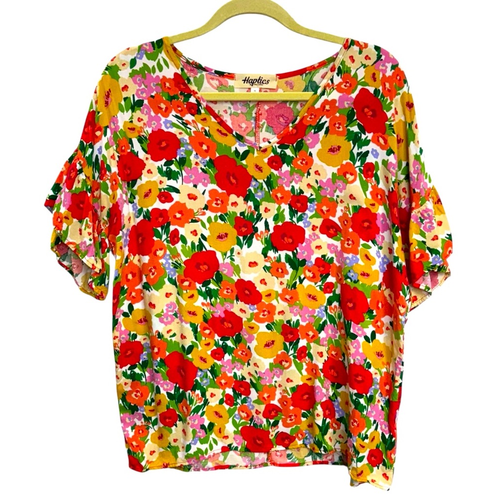 Haptics Women’s Vibrant Floral Blouse Size M *2154